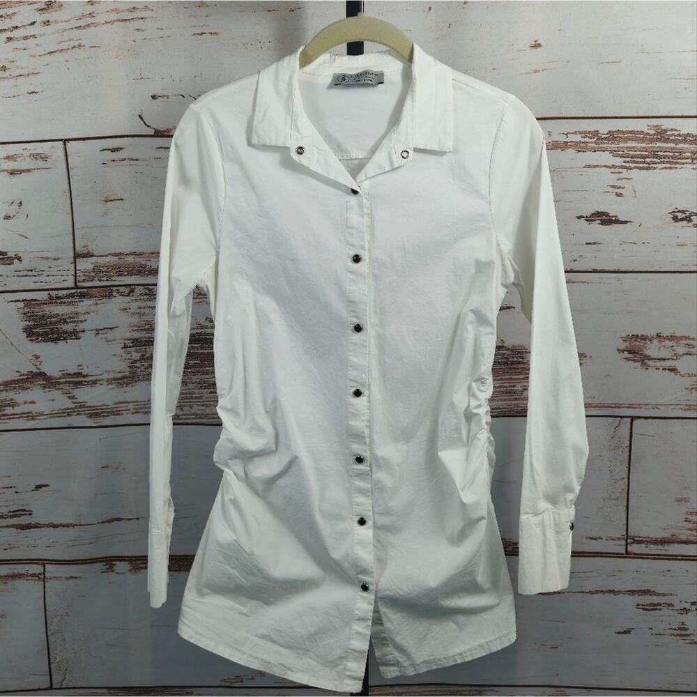 Femme Fatale Button Up Snap Shirt White Size XS